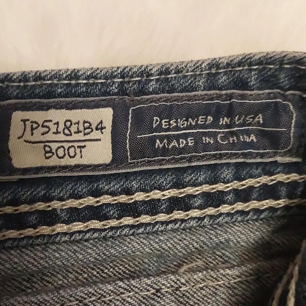 Miss Me Blue Boot Cut Jeans with Fleur-de-Lis Embroidery - Picture 4 of 9